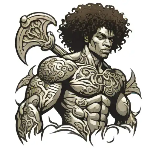 Muscular Black Boy With Curly Hair In A Swamp