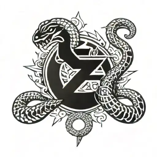 Snake And Thunderbolt Symbol Of Zeus