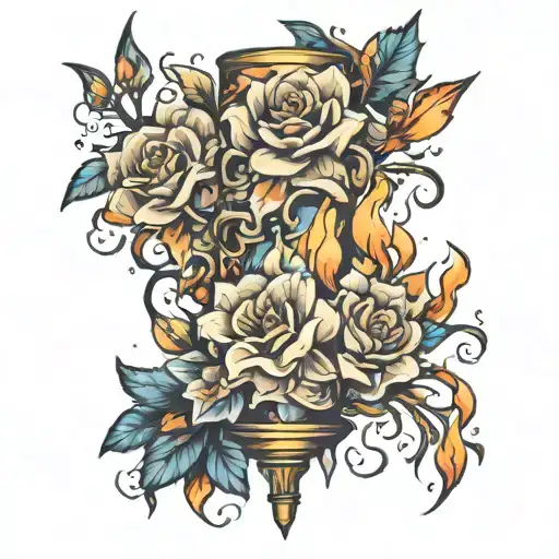 Sleeve With Flowers Lighting And Fire