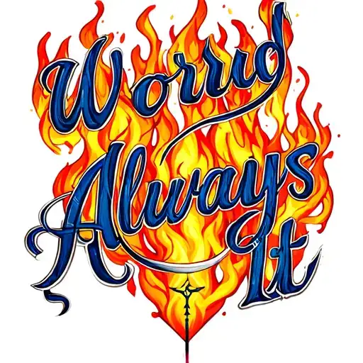 Word Always In Flames Around It