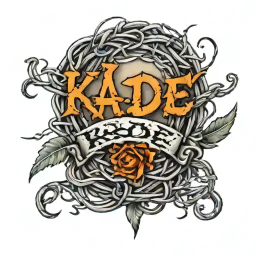 Barbed Wire Line With The Name Kade In The Middle