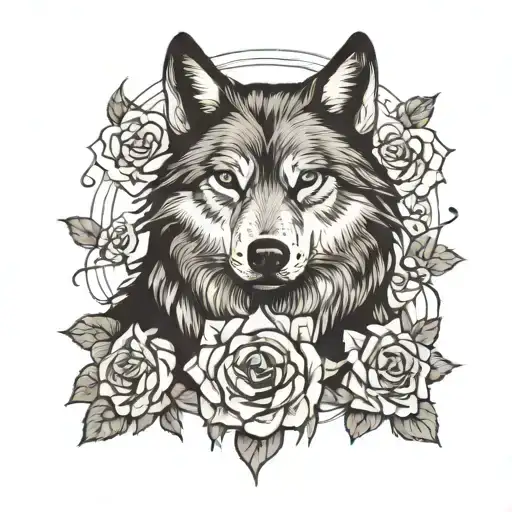 Wolf Blended By Roses
