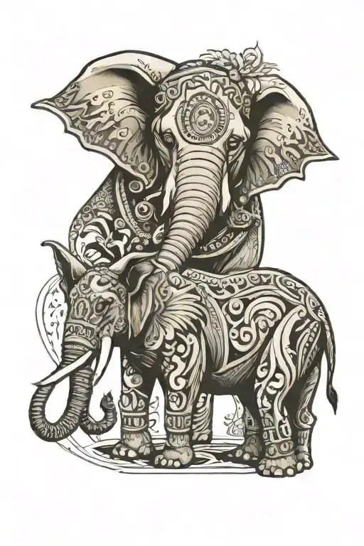 Elephant With A German Shepherd By Its Side Profile Traditional