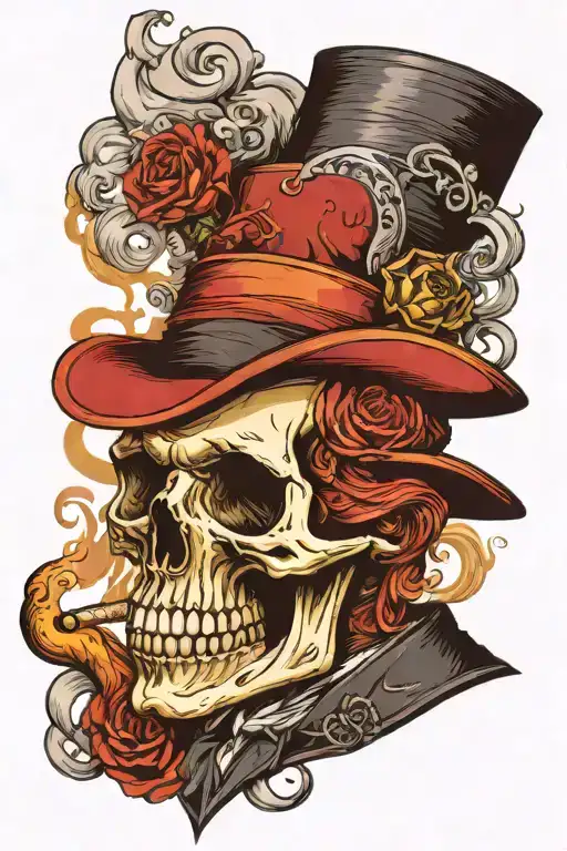 Skull And Tophat Smoking A Cigar