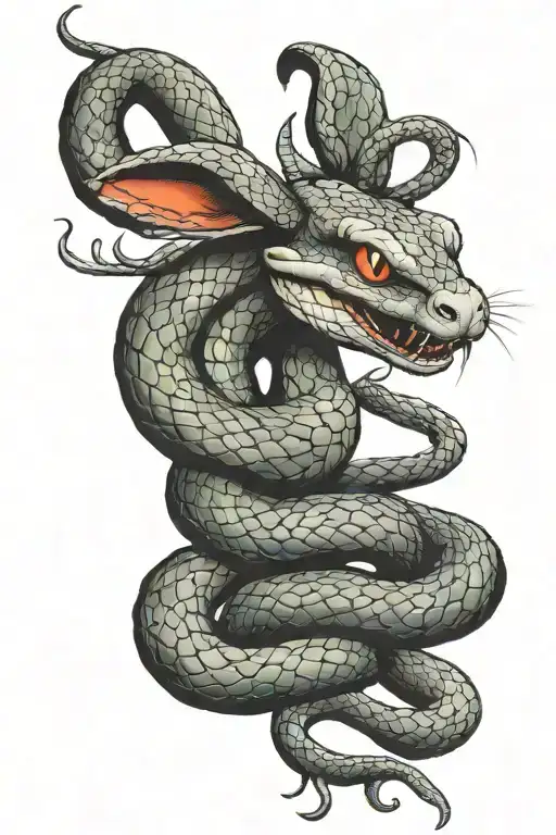 Snake Wrapped Around Scared Rabbit