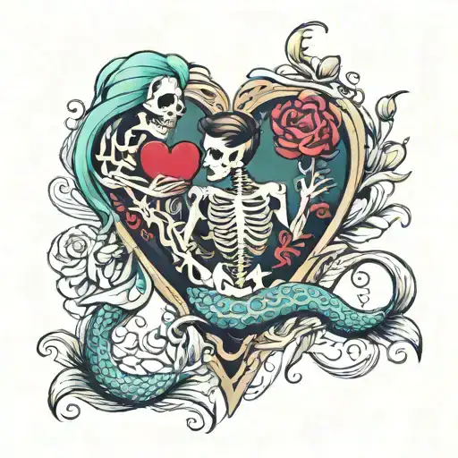 Heart And Mermaid Skeleton