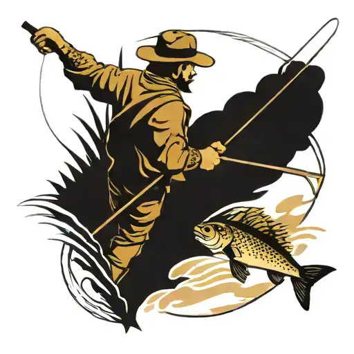 Man Fly Fishing River Top Down View