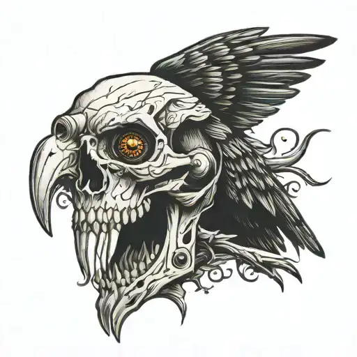 Crow Skull With 6 Eyes