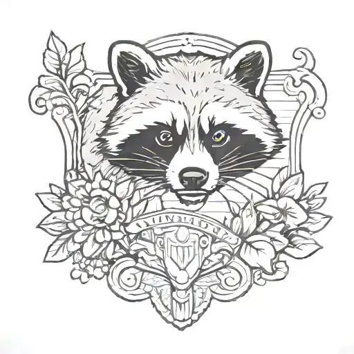 Louisiana State Outline With Raccoon Flexing Bicep