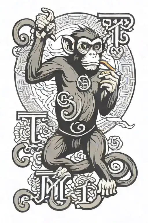 Monkey Holding Letters M I T O In Chinese
