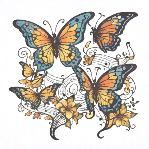 Butterflies And Music Notes