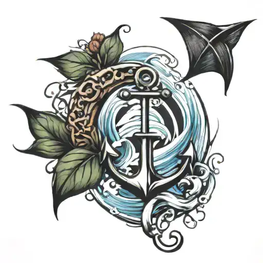 Anchor And Cardinal With Waves Crashing In The Background