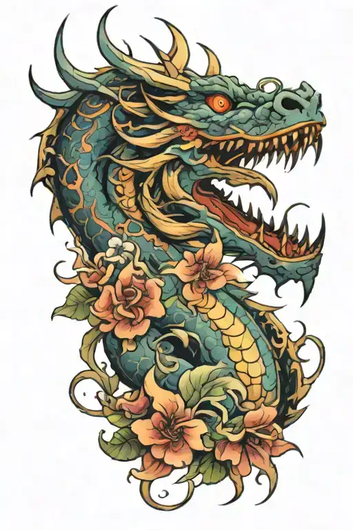 Dragon And Flowers
