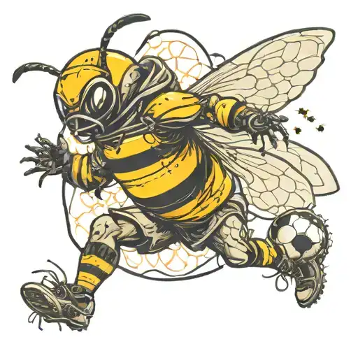 Bee Football Player Kicking