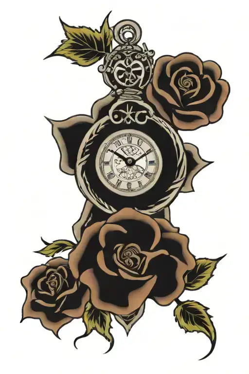 Celtic Cross With Rose And Clock