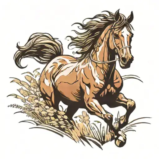 Horse Galloping Through A Field