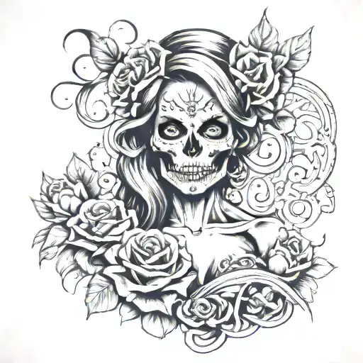 Skull Woman Sexy Alternativ Sleeve