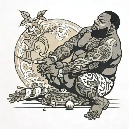 Big Black Man Playing With His Nuts