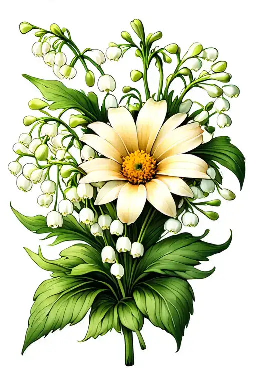 Lily Of The Valley And Daisy Flower
