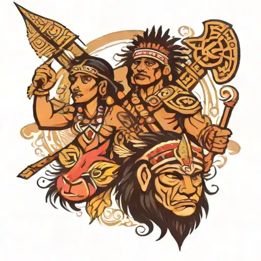 Coqui Taino And Sol Taino Indian Warrior