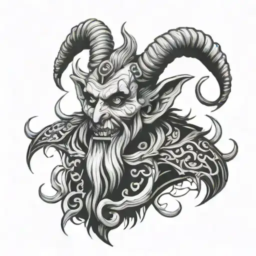 Black And White Krampus Tatto