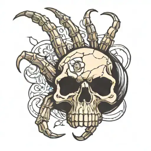 Bone Hand Just Ring And Pinkie Combined Wqith Spider