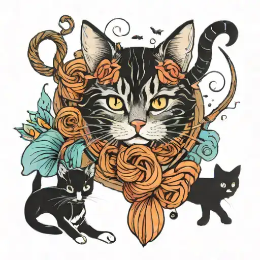 Mountain And Cats And Yarn