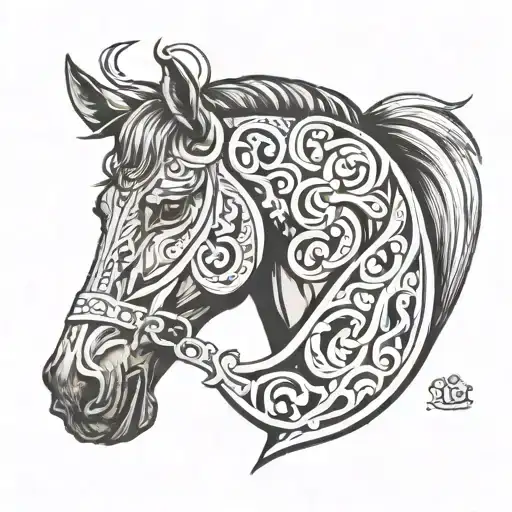 Horse Head In Horse Shoe Include The Name Bella