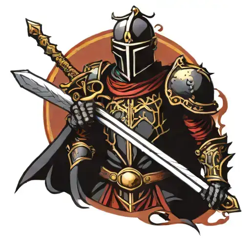 Black Knight Holding A Sword