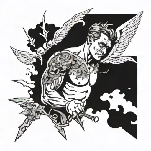 Angel Gabriel Fighting Against A Fat