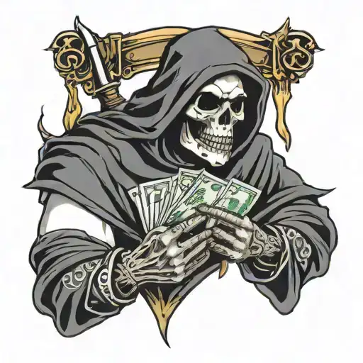 Grim Reaper Holding Money