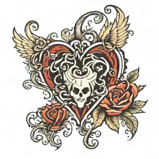 Calpin In A Heart Shape With The Good And Evil Symbol And Any Decoration To Complement The