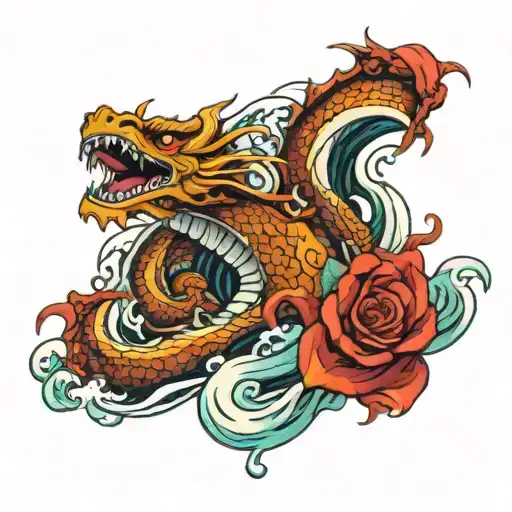 Waves With Dragon Wrapped