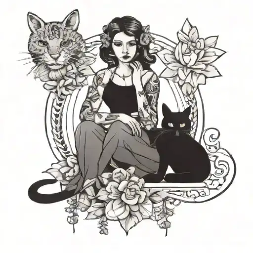 Woman And Cat