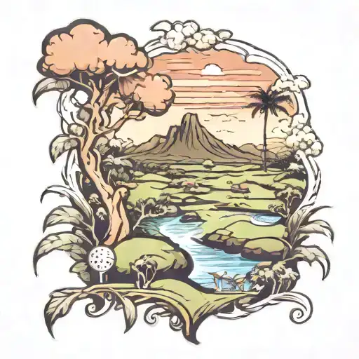 Sleeve Tattoo Guam Golf Course Landscape