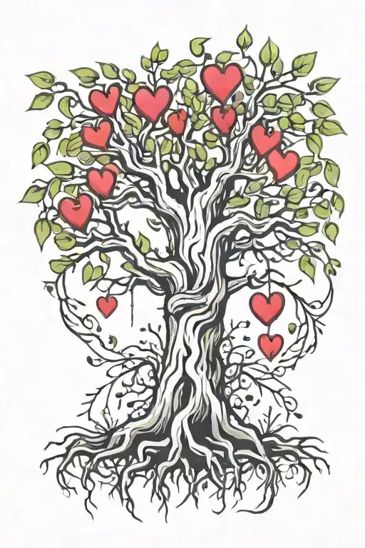 Willow Tree With Repaired Heart As Roots Growing