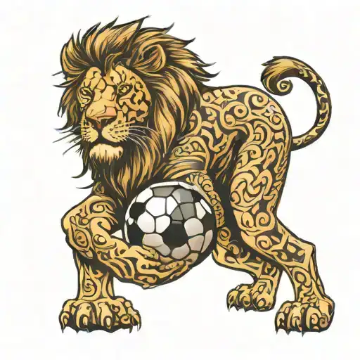 Lion With A Football Ball Insteaf Of His Eye Inside