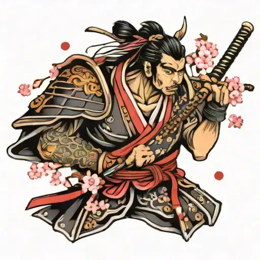 Samurai With Cherry Blossom