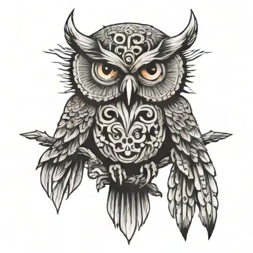 Dying Owl Pierced Trough By Two Spear