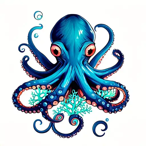Octopus With Corals Going Up The Tentacles