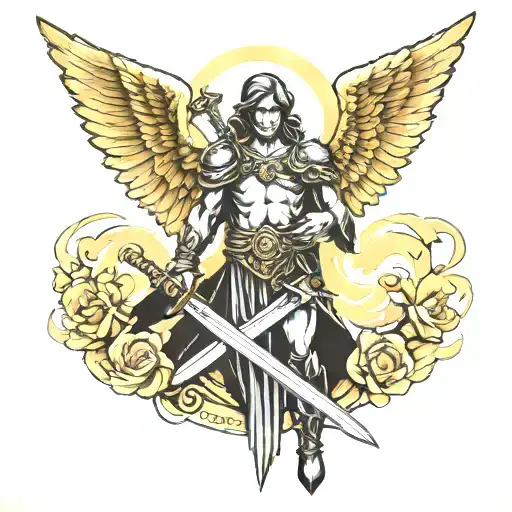 Arch Angel Holding A Sword