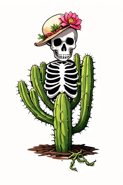Skeleton Tied To A Cactus