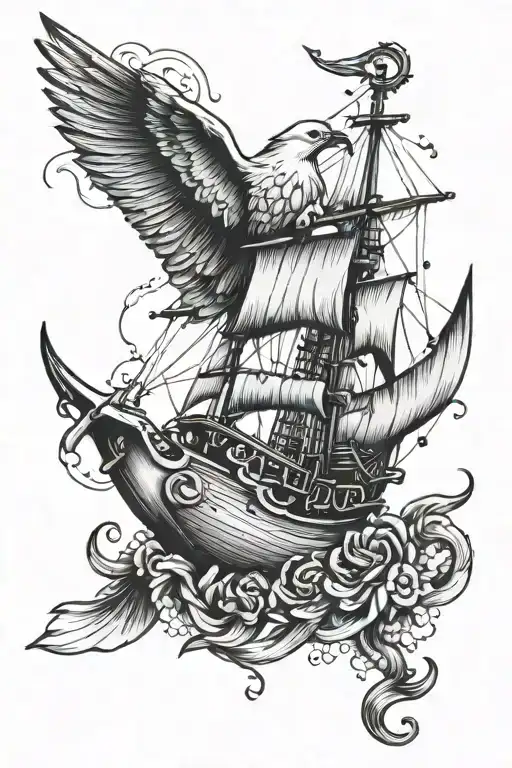 Anchor Ship Dove Flying