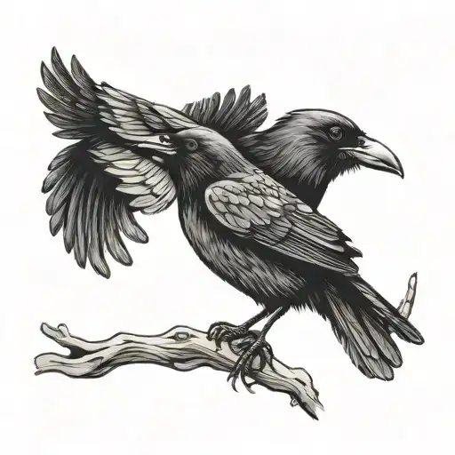 Wren Bird Flying And Raven Bird Flying