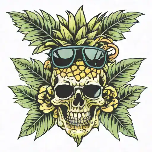 Pineapple Skull Wearing Sunglasses