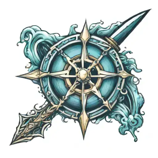 Trident Surrounded By Water