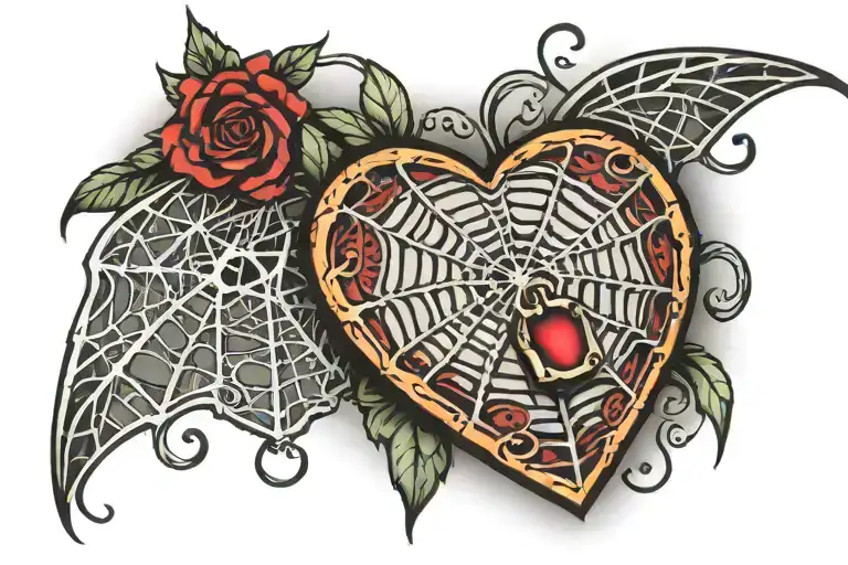 And Spider Web And Heart Shaped Lock