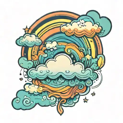 Whimsical Rainbow Cloud With A Hidden Message In A Simple Font