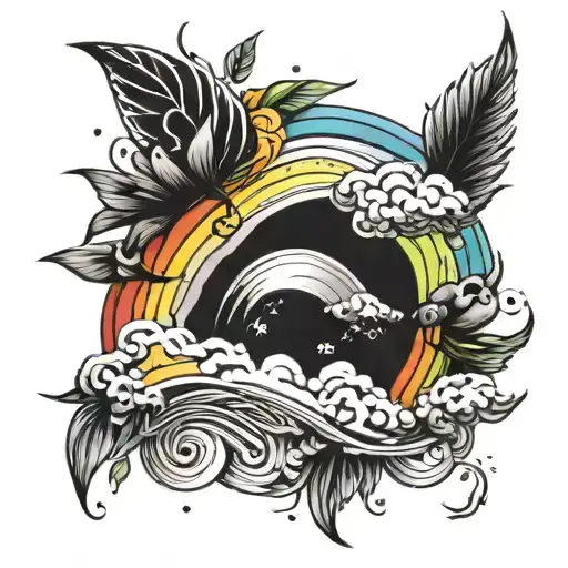 A Black-grey Tattoo Of A Rainbow In A Unique And Modern Style