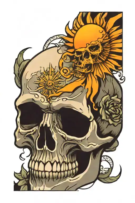Skull With Sun Behind